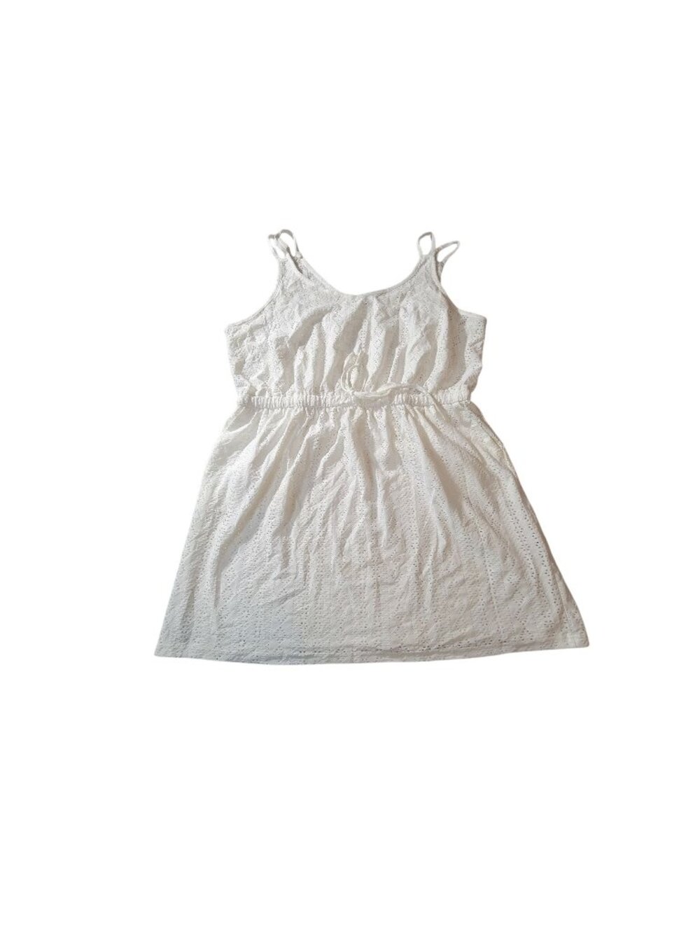 Daci Womens White Eyelet Sleeveless Summer Dress With Elastic Waist Size 18W